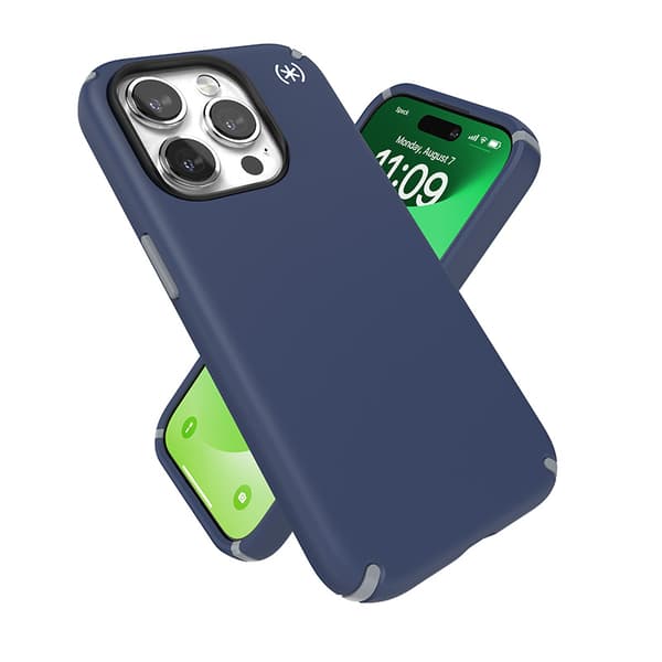 Speck Presidio2 Pro Magsafe - iPhone 15 Pro -kotelo (rannikonsininen / pölynharmaa / valkoinen)