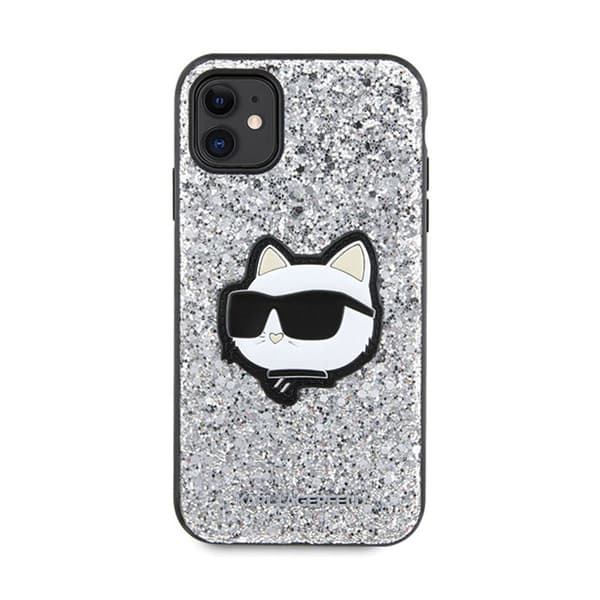 Karl Lagerfeld NFT Glitter Choupette Patch - iPhone 11 fodral (silver)