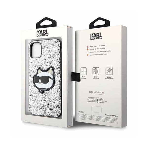 Karl Lagerfeld NFT Glitter Choupette Patch - iPhone 11 fodral (silver)