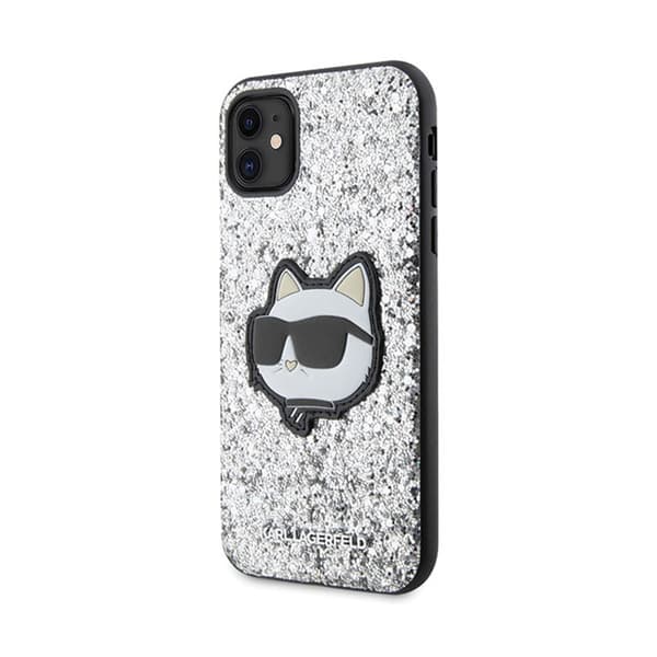 Karl Lagerfeld NFT Glitter Choupette Patch - iPhone 11 fodral (silver)