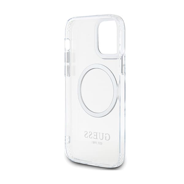 Guess Metal Outline MagSafe - iPhone 12 / iPhone 12 Pro-fodral (Klart / Silver)