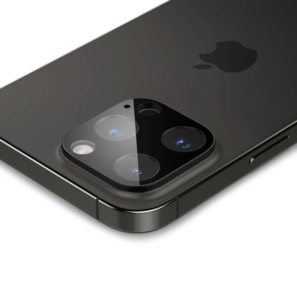Spigen Optik.TR kameran linssisuoja 2 kpl - Linssin suojalasi iPhone 15 Prolle / 15 Pro Maxille / iPhone 14 Prolle / 14 Pro Maxille (musta)