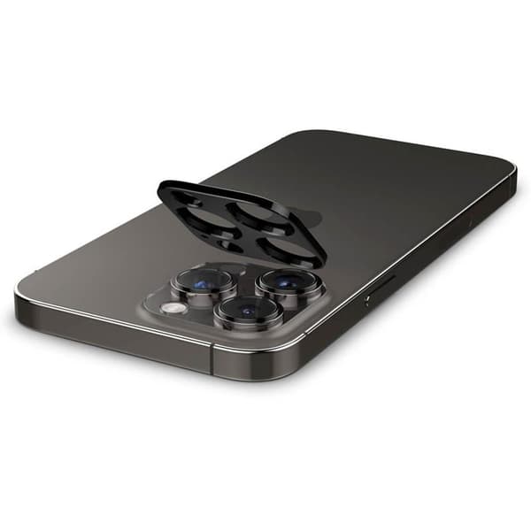 Spigen Optik.TR kameran linssisuoja 2 kpl - Linssin suojalasi iPhone 15 Prolle / 15 Pro Maxille / iPhone 14 Prolle / 14 Pro Maxille (musta)