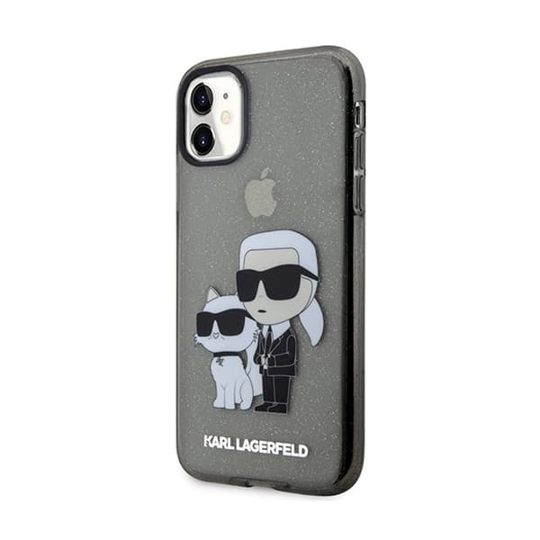 Karl Lagerfeld IML Glitter Karl & Choupette - iPhone 11-fodral (svart)