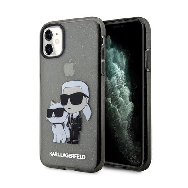 Karl Lagerfeld IML Glitter Karl & Choupette - iPhone 11-fodral (svart)