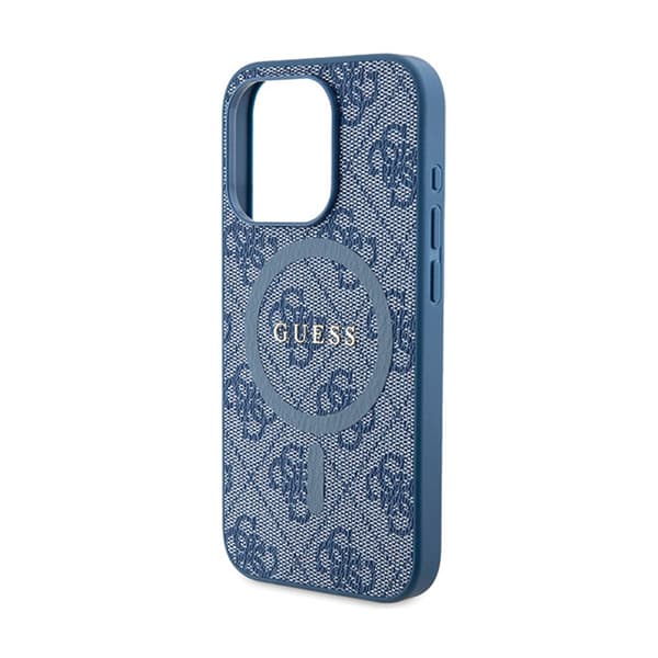 Guess 4G Collection Læder Metallogo MagSafe - iPhone 14 Pro etui (blå)