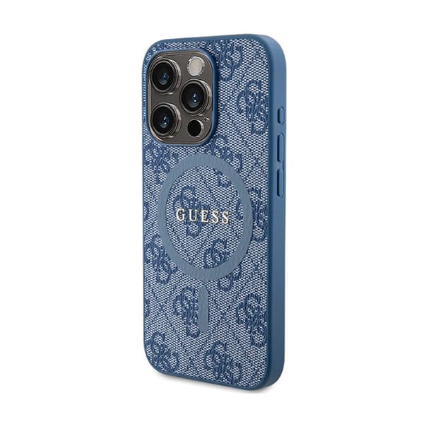 Guess 4G Collection Læder Metallogo MagSafe - iPhone 14 Pro etui (blå)