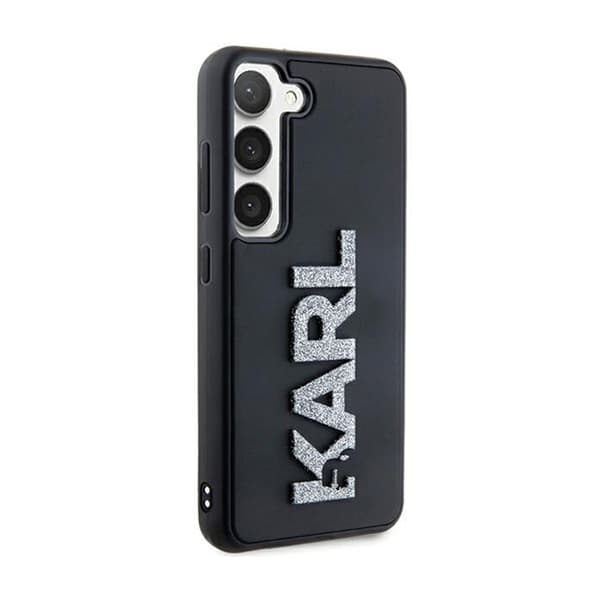 Karl Lagerfeld 3D gummiglitterlogotyp - Samsung Galaxy S23+ fodral (svart)