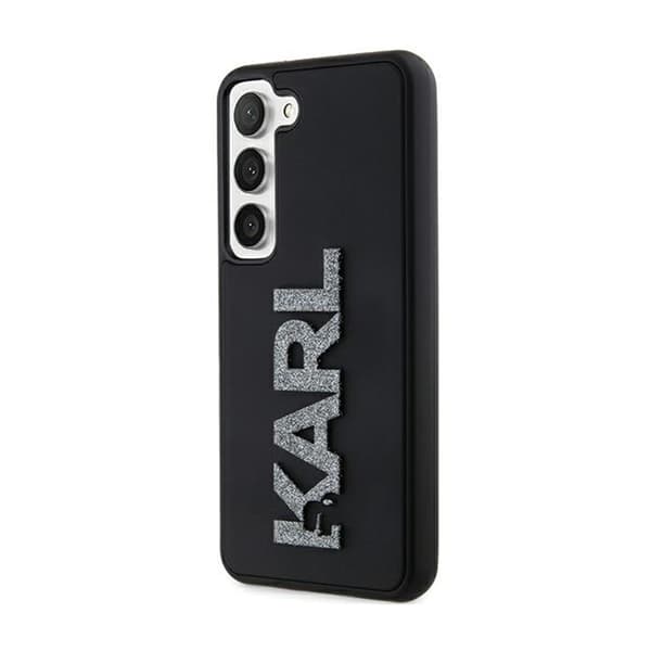 Karl Lagerfeld 3D gummiglitterlogotyp - Samsung Galaxy S23+ fodral (svart)
