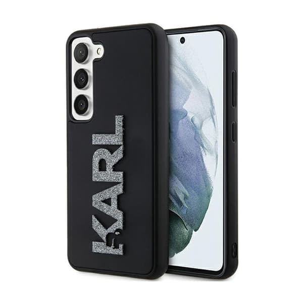 Karl Lagerfeld 3D gummiglitterlogotyp - Samsung Galaxy S23+ fodral (svart)