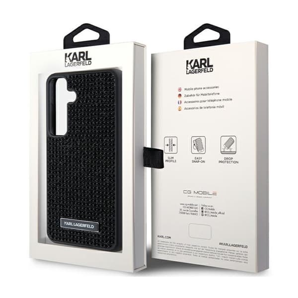 Karl Lagerfeld Rhinestone metalllogotyp - Samsung Galaxy S24+ fodral (svart)