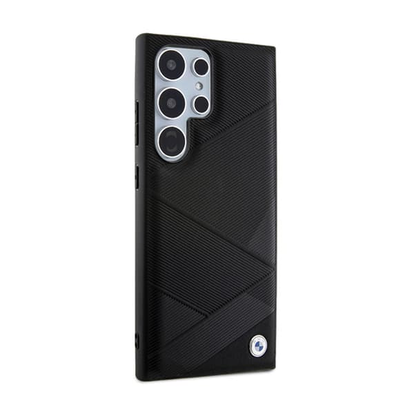 BMW Signature Læder Crossing Lines Pattern - Samsung Galaxy S24 Ultra Cover (sort)