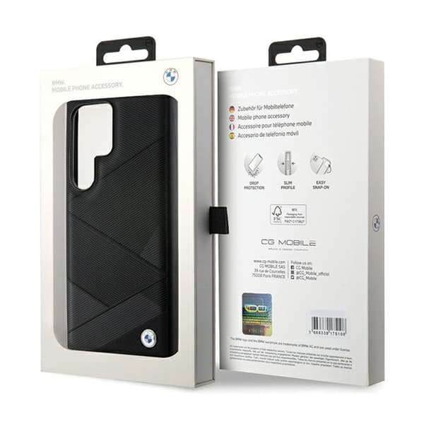 BMW Signature Læder Crossing Lines Pattern - Samsung Galaxy S24 Ultra Cover (sort)