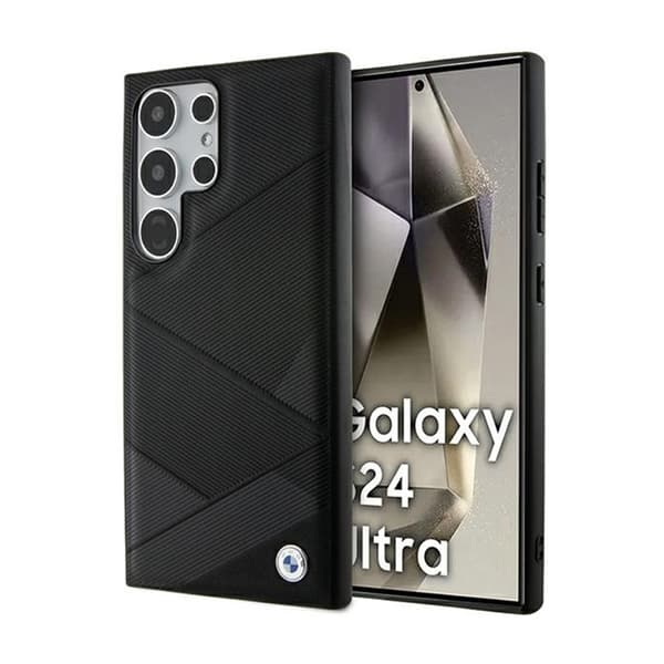 BMW Signature Læder Crossing Lines Pattern - Samsung Galaxy S24 Ultra Cover (sort)