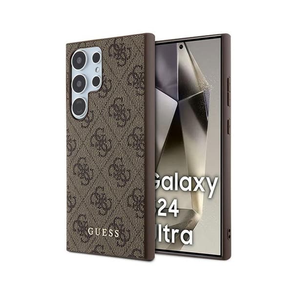 Guess 4G Metal Gold Logo - Samsung Galaxy S24 Ultra Cover (Brun)