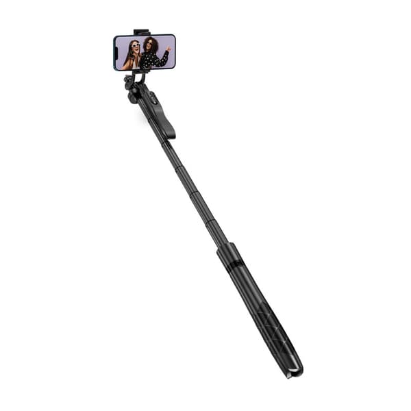 Crong SelfieGo Ultra – alumiininen Bluetooth-selfie-tikkujalusta (musta)