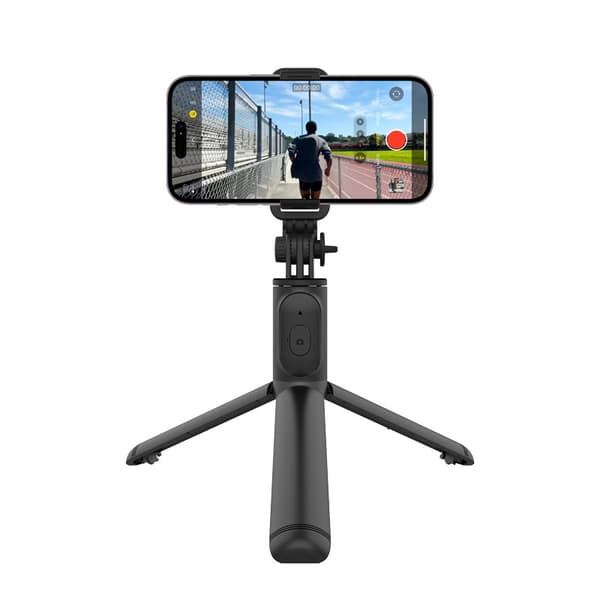 Crong SelfieGo Lite – Kompakt Bluetooth selfie stick-stativ (sort)