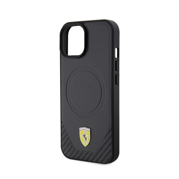Ferrari Carbon Metal Logo MagSafe - iPhone 15 -kotelo (musta)
