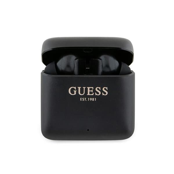 Guess trykt logo - TWS Bluetooth-øretelefoner + opladningsetui (sort)