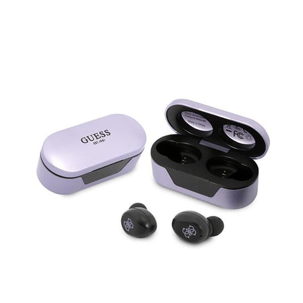 Guess True Wireless Earphones BT5.0 5H - TWS-nappikuulokkeet + latauskotelo (violetti)