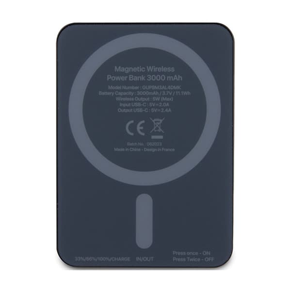 Guess 4G Strassed Metal Logo MagSafe - Induktion Power Bank 3000 mAh 5W MagSafe (sort)