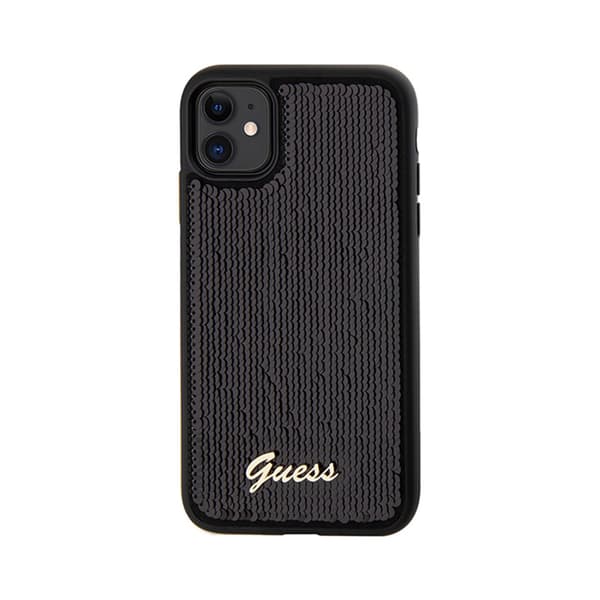 Guess Sequin Script Metal - iPhone 11 -kotelo (musta)
