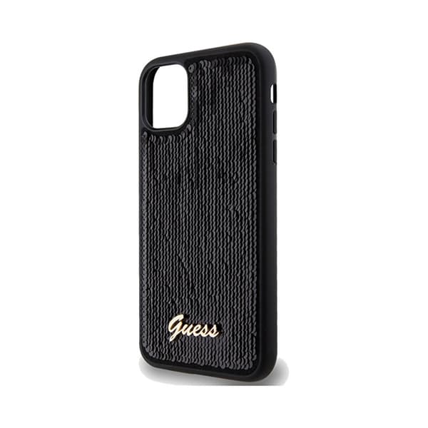 Guess Sequin Script Metal - iPhone 11 -kotelo (musta)