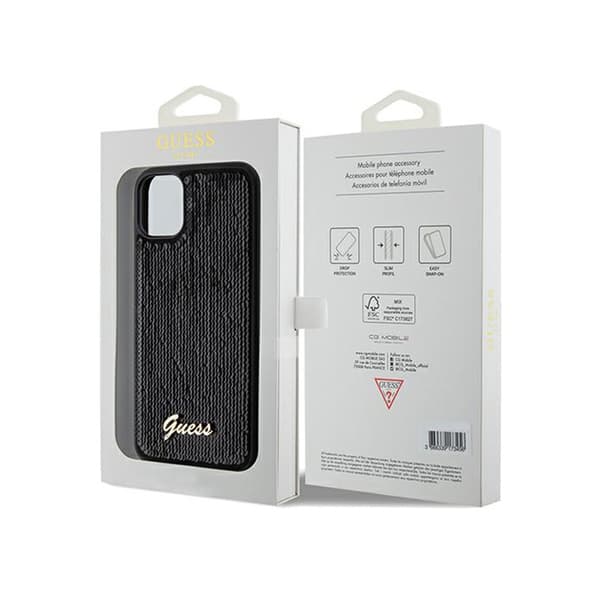 Guess Sequin Script Metal - iPhone 11 -kotelo (musta)