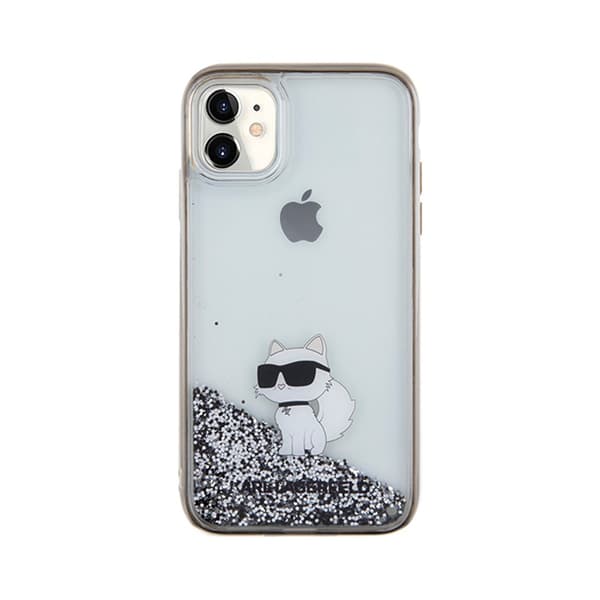 Karl Lagerfeld Liquid Glitter Choupette - iPhone 11 -kotelo (läpinäkyvä)