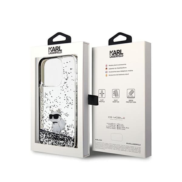 Karl Lagerfeld Liquid Glitter Choupette - iPhone 14 Pro etui (gennemsigtig)