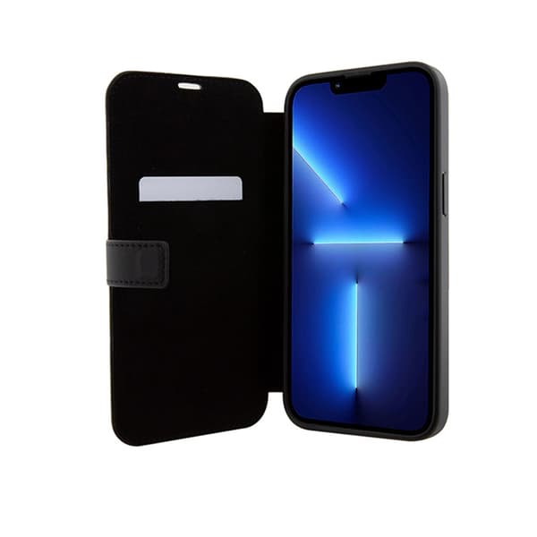 Mercedes Booktype Leather Wave Pattern - iPhone 15 Pro -kuori (musta)