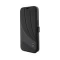 Pikkukuva 1 / 7: Mercedes Booktype Leather Wave Pattern - iPhone 15 Pro -kuori (musta)