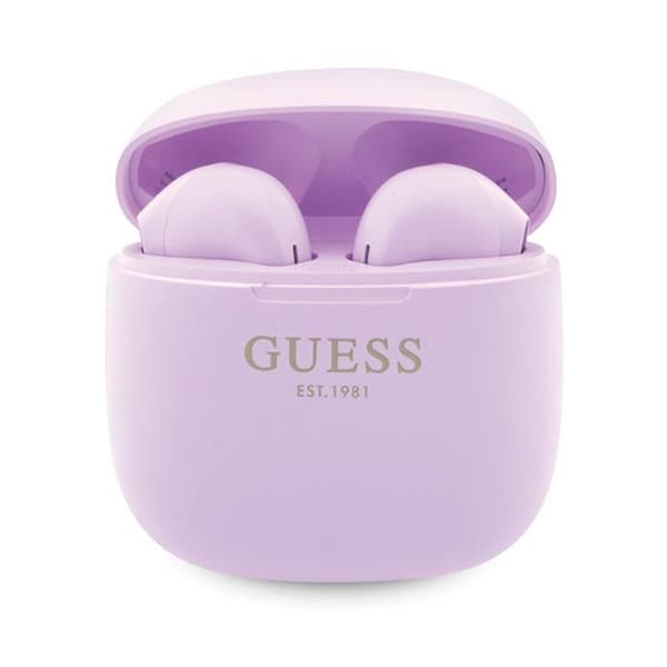 Guess True Wireless Script Logo BT5.3 - TWS-øretelefoner + opladningsetui (lilla)