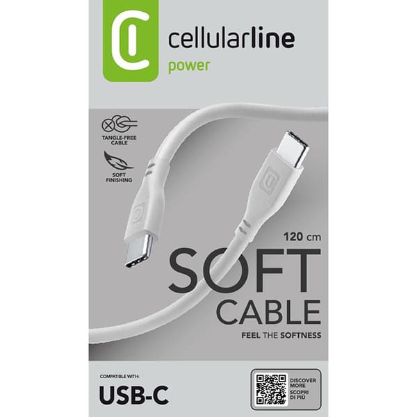 Cellularline blødt kabel - USB-C til USB-C-kabel 1,2 m (grå)