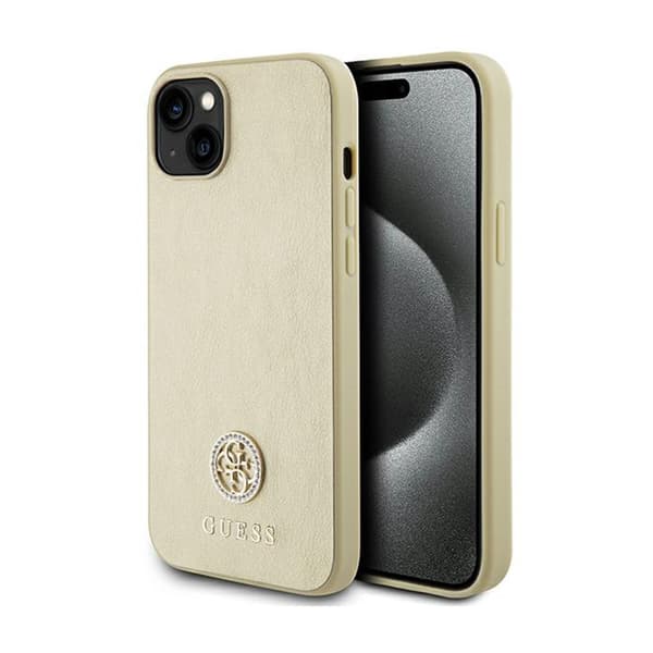 Guess 4G Strass Metal Logo - iPhone 15 -kotelo (kulta)