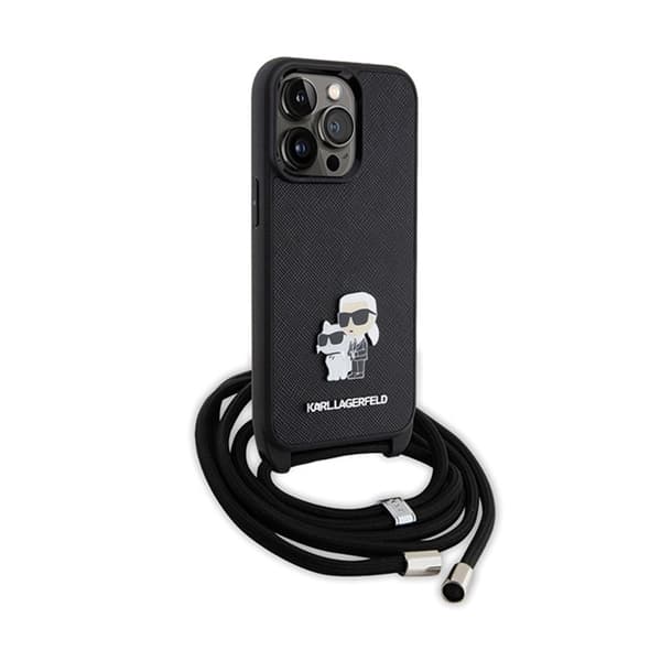Karl Lagerfeld Crossbody Saffiano Metal Pin Karl & Choupette - iPhone 13 Pro -kotelo (musta)