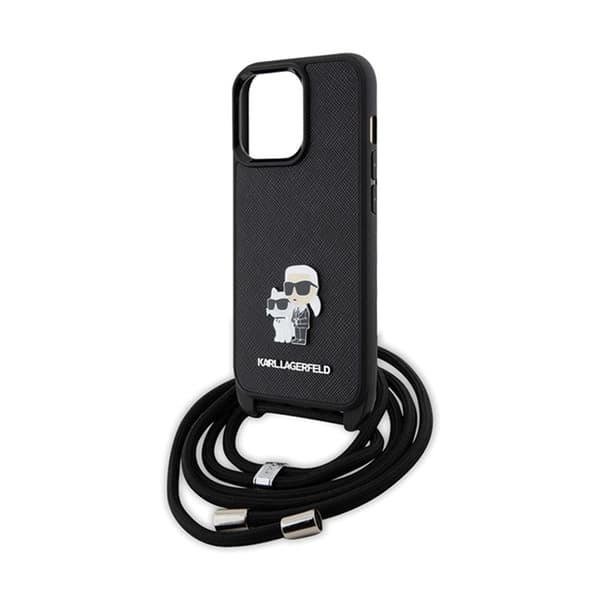 Karl Lagerfeld Crossbody Saffiano Metal Pin Karl & Choupette - iPhone 13 Pro -kotelo (musta)