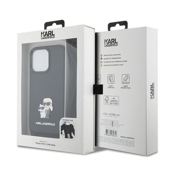 Karl Lagerfeld Crossbody Saffiano Metal Pin Karl & Choupette - iPhone 13 Pro -kotelo (musta)