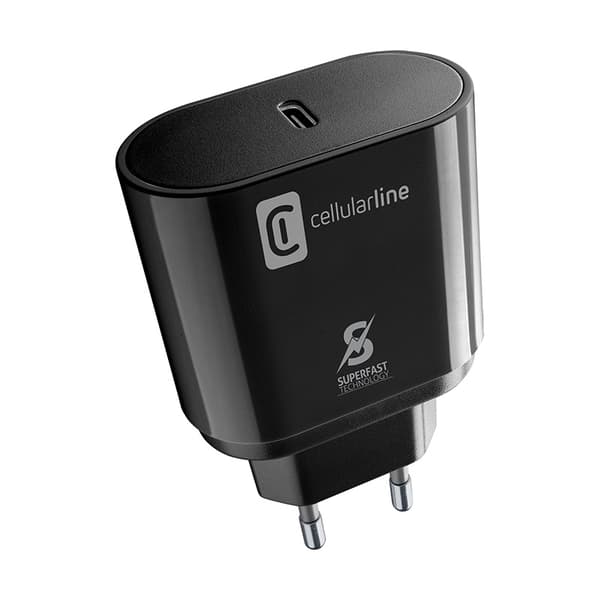 Cellularline - USB-C superhurtig oplader 25W vægoplader (designet til Samsung) (sort)