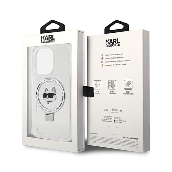 Karl Lagerfeld Ring Stand Choupette Head MagSafe - iPhone 15 Pro Max etui (hvid)