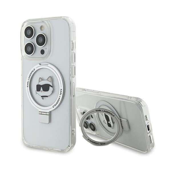 Karl Lagerfeld Ring Stand Choupette Head MagSafe - iPhone 15 Pro Max etui (hvid)