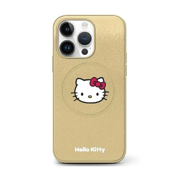 Hello Kitty Läder Kitty Head MagSafe - iPhone 14 fodral (guld)