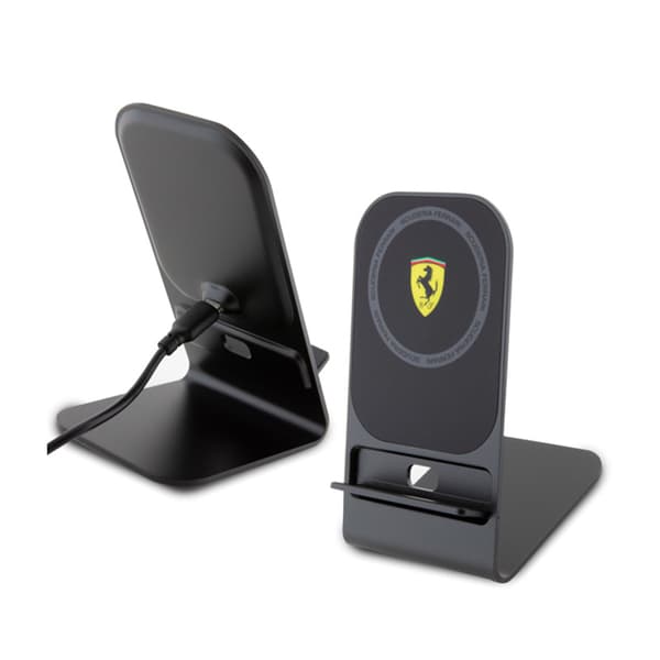 Ferrari MagSafe bordoplader med stativ - MagSafe 15W induktiv oplader til skrivebord (sort)