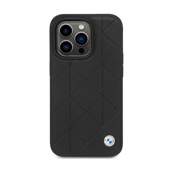 BMW Læder Quiltet - iPhone 14 Pro etui (sort)