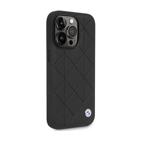 BMW Læder Quiltet - iPhone 14 Pro etui (sort)