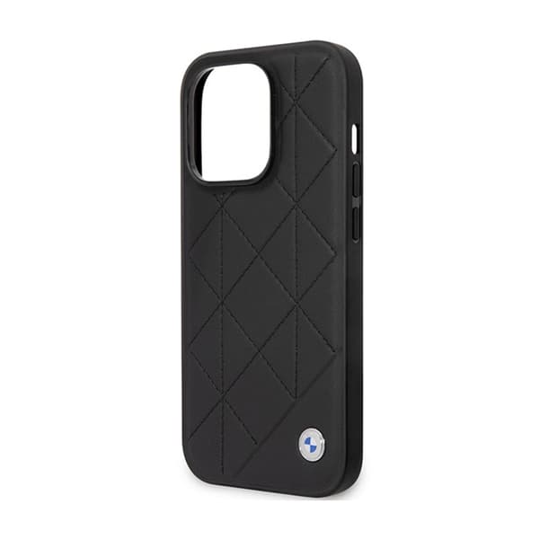 BMW Læder Quiltet - iPhone 14 Pro etui (sort)