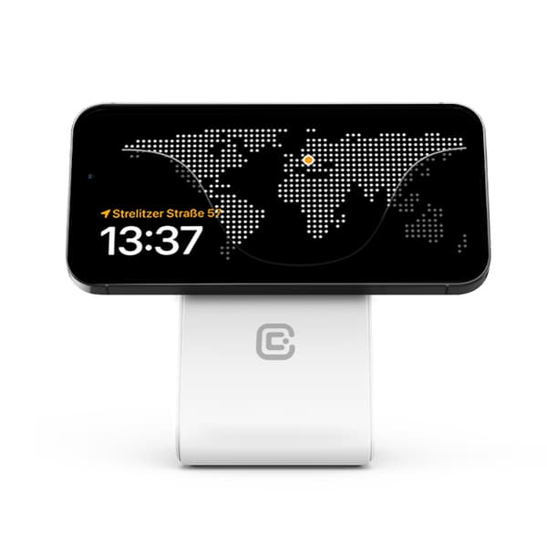Crong MagSpot Stand - 2-i-1 trådlös laddare med MagSafe för iPhone och AirPods (vit)