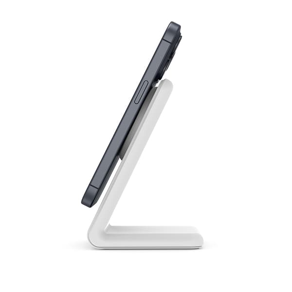 Crong MagSpot Stand - 2-i-1 trådlös laddare med MagSafe för iPhone och AirPods (vit)