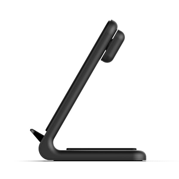 Crong PowerSpot Pivot Stand - 3in1 trådlös laddare för iPhone, Samsung & Android, Galaxy Watch och TWS-hörlurar (svarta)