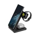 Miniatyrbild 1 av 10: Crong PowerSpot Pivot Stand - 3in1 trådlös laddare för iPhone, Samsung & Android, Galaxy Watch och TWS-hörlurar (svarta)